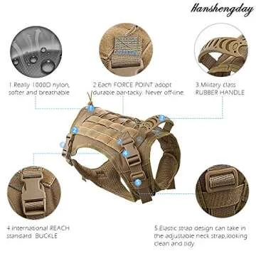 Hanshengday Tactical Dog Vest with Pouch Training Harness