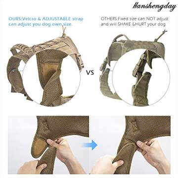 Hanshengday Tactical Dog Vest with Pouch- Training Dog Molle Vest with Handle- K9 Military Dog Harness No Pull Service Dog Vest- Reflective Patches
