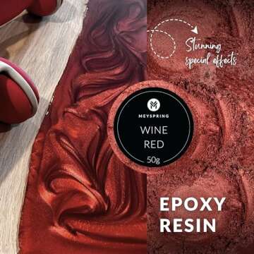 MEYSPRING Red Mica Powder - Resin Color Pigment for Resin Art - 50 Grams - Cosmetic Grade Mica - Lip...