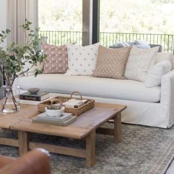 Woven Nook - Modern & Luxurious Decorative Boho Throw Pillow Covers - Durable Quality & Machine Washable - 100% Cotton Canvas - Dover Set - 4 Pack (18 x 18)