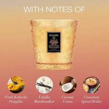 Voluspa Spiced Pumpkin Latte, 2 Wick Boxed Hearth Candle, 16.5 Ounce, 60 Hour Burn Time, Coconut Wax for Clean Burning, Handcrafted in The USA