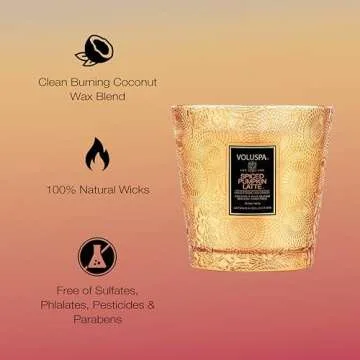 Voluspa Spiced Pumpkin Latte, 2 Wick Boxed Hearth Candle, 16.5 Ounce, 60 Hour Burn Time, Coconut Wax for Clean Burning, Handcrafted in The USA