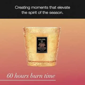 Voluspa Spiced Pumpkin Latte, 2 Wick Boxed Hearth Candle, 16.5 Ounce, 60 Hour Burn Time, Coconut Wax for Clean Burning, Handcrafted in The USA