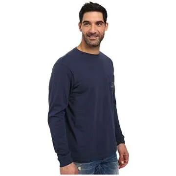vineyard vines Men's Long Sleeve Vintage Whale Pocket T-Shirt, Blue Blazer, Large