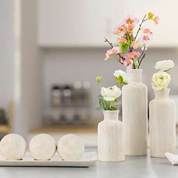 Creative Scents Rustic Luxe Decorative Tray and Orb Set - Centerpiece Table Decorations for Coffee Table Decor - Modern Farmhouse Decor - Decorative Accents Bowl with Balls for Dining Table Decor