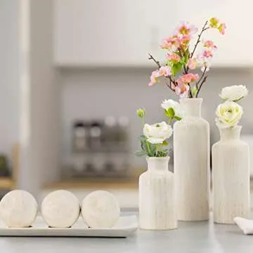 Creative Scents Rustic Luxe Decorative Tray and Orb Set - Centerpiece Table Decorations for Coffee Table Decor - Modern Farmhouse Decor - Decorative Accents Bowl with Balls for Dining Table Decor