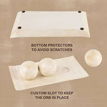 Creative Scents Rustic Luxe Decorative Tray and Orb Set - Centerpiece Table Decorations for Coffee Table Decor - Modern Farmhouse Decor - Decorative Accents Bowl with Balls for Dining Table Decor