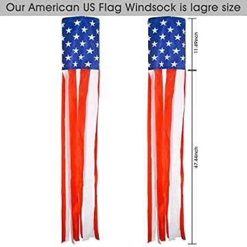 4th of July Decor,Set of 2 American Flag Windsock 60 Inch,Yard/Garden Clearance Outdoor Decorations Hanging,Wind Socks Hanging with Embroidered Stars Stripes,Fourth of July USA Patriotic Decoration