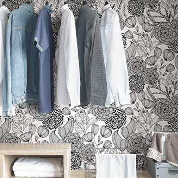 NuWallpaper NUS3501 Secret Garden Peel & Stick Wallpaper, Black