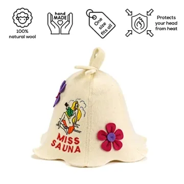 Miss Sauna Flower Organic Wool Sauna Hat - Gift Idea