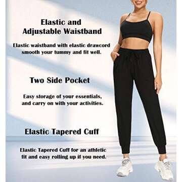 FULLSOFT Sweatpants for Women-Womens Joggers with Pockets Lounge Pants for Golf Hiking Yoga Workout Running (Black,Small)