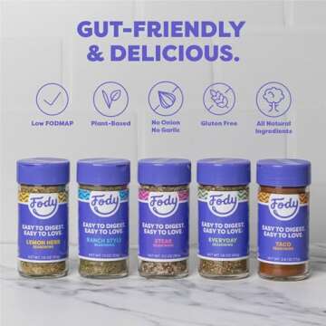 Fody Foods Variety Seasoning Pack, Great for Grilling, Low Fodmap Certified, Sensitive Recipe, Gut & IBS Friendly, Pack of 5