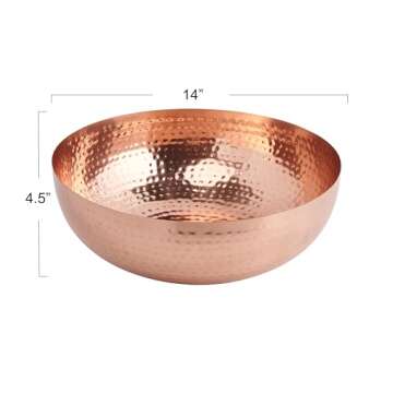 Creative Co-Op Round Hammered Metal Bowl, Copper Finish