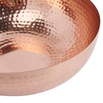 Creative Co-Op Round Hammered Metal Bowl, Copper Finish