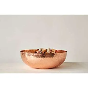 Creative Co-Op Round Hammered Metal Bowl, Copper Finish