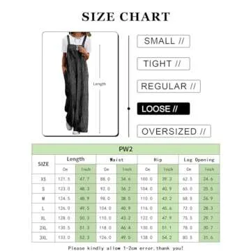 YESNO Women's Casual Woolen Overalls Adjustable Straps Baggy Pants Wide Leg Jumpsuits with Pockets XL PW2 Striped Coffee