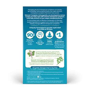 Estroven Complete + Ashwagandha Multi-Symptom Menopause Supplement for Women - 60 Ct. - Clinically P...