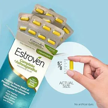 Estroven Complete + Ashwagandha Multi-Symptom Menopause Supplement for Women - 60 Ct. - Clinically Proven Ingredients Provide Menopause Relief & Night Sweats + Hot Flash Relief* - Drug-Free & Non-GMO