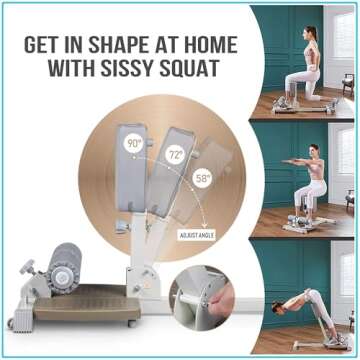 leikefitness Deluxe Multi-Function Deep Sissy Squat Bench Home Gym Workout Station Leg Exercise Machine (Beige-8300)