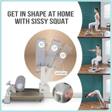 leikefitness Deluxe Multi-Function Deep Sissy Squat Bench Home Gym Workout Station Leg Exercise Machine (Beige-8300)