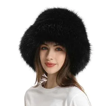 Fuzzy Bucket Hat Y2k Fashion Warm Winter Hat Fluffy Furry Plush Faux Fur Hats Fishing Hat Bucket Hat...