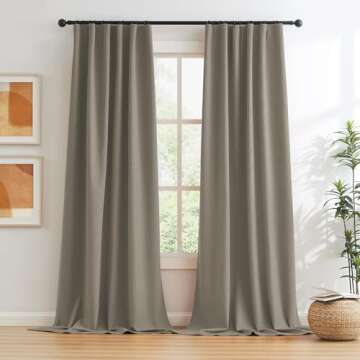 KEQIAOSUOCAI 102 Inch Blackout Curtains Taupe for Living Room 2 Panels Back Tab Hook Belt Primitive ...