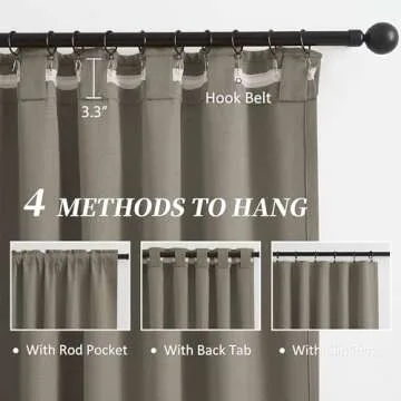 KEQIAOSUOCAI 102 Inch Blackout Curtains Taupe for Living Room 2 Panels Back Tab Hook Belt Primitive Farmhouse Large Window Faux Linen Drape for Sliding Door Track Pleated Look Sand Beach Decor