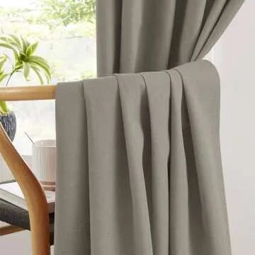 KEQIAOSUOCAI 102 Inch Blackout Curtains Taupe for Living Room 2 Panels Back Tab Hook Belt Primitive Farmhouse Large Window Faux Linen Drape for Sliding Door Track Pleated Look Sand Beach Decor