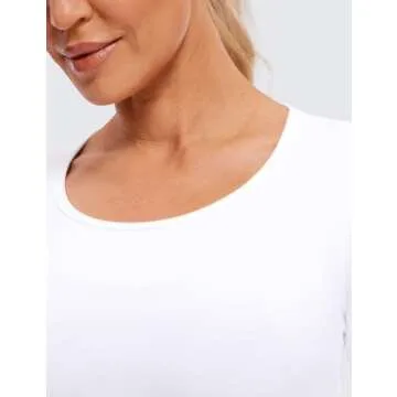 CRZ YOGA Long Sleeve Crop Tops for Women Workout Cropped T-Shirts Yoga Slim Fit Athletic Gym Shirts with Thumb Hole White Medium