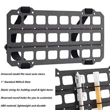 TACNEX Vehicle Rigid MOLLE Panel for Car Visor Organizer EDC Pouch Tool Holster Bag Holder Tactical Gear Rack Truck Equipment Mount Plate Modular Storage Shelf Auto Interior Accessories