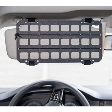 TACNEX Vehicle Rigid MOLLE Panel for Car Visor Organizer EDC Pouch Tool Holster Bag Holder Tactical Gear Rack Truck Equipment Mount Plate Modular Storage Shelf Auto Interior Accessories