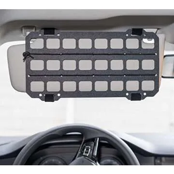 TACNEX Vehicle Rigid MOLLE Panel for Car Visor Organizer EDC Pouch Tool Holster Bag Holder Tactical Gear Rack Truck Equipment Mount Plate Modular Storage Shelf Auto Interior Accessories