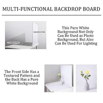 BEIYANG 2 PCS Photo Backdrop Boards with 2 PCS Bracket for Flat Lay or Food Photography Background, Durable Waterproof Realistic Photo Backgrounds for Product Photography 24x24in