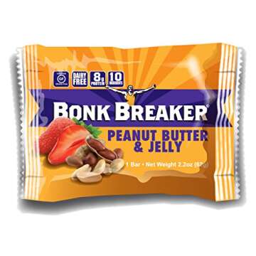 Bonk Breaker Energy Bar, Peanut Butter and Jelly, 2.2 Oz (12 Count), Gluten Free & Dairy Free