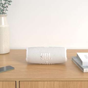 JBL Charge 5 - Portable Bluetooth Speaker with IP67 Waterproof and USB Out White,(JBLCHARGE5WHTAM)