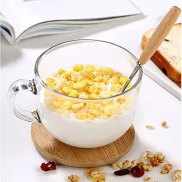 DONYU 16OZ Glass Coffee Mug Set with Lids & Spoon