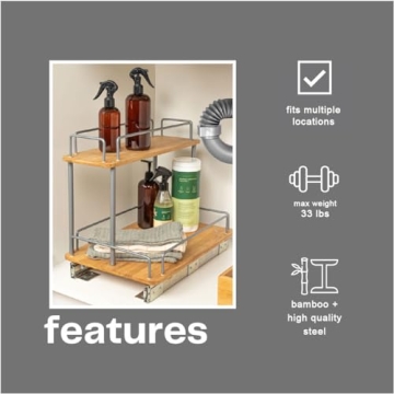 Durable Steel and Bamboo Pull-Out Storage Organizer