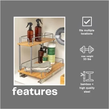 Durable Steel and Bamboo Pull-Out Storage Organizer