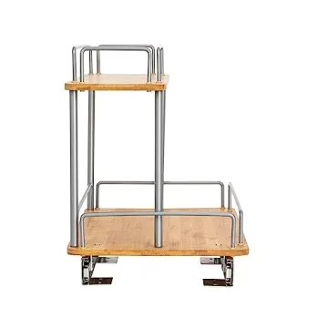 Durable Steel and Bamboo Pull-Out Storage Organizer