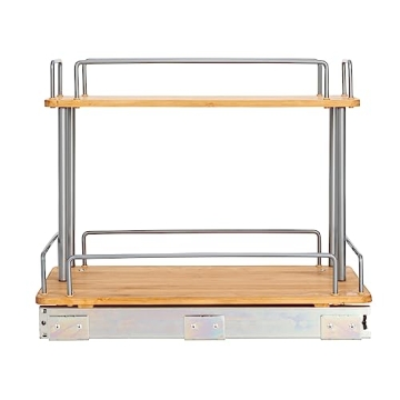 Durable Steel and Bamboo Pull-Out Storage Organizer