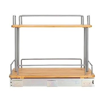 Durable Steel and Bamboo Pull-Out Storage Organizer