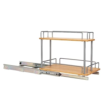 Durable Steel and Bamboo Pull-Out Storage Organizer