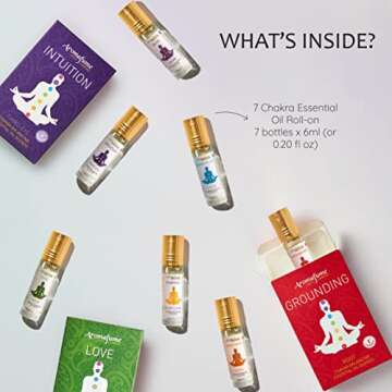 7 Chakra Essential Oil Roll-On Blend Gift Set by Aromafume | 7x 6ml/0.2 fl oz | Aromatherapy Oils fo...