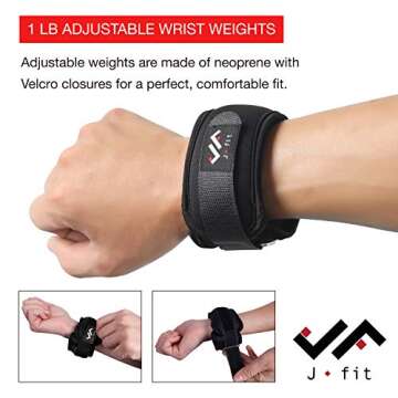 JFIT Adjustable Wrist Weights, Set of 2, 1 LB Each, Small/Medium
