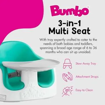 Bumbo 3-in-1 Baby Multi Seat Booster with Feeding Tray, 6-36 Months Old, Aqua