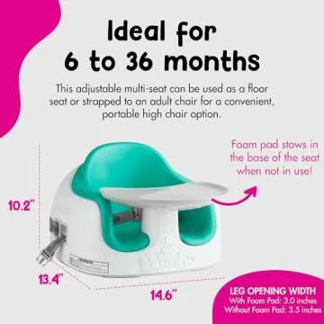 Bumbo 3-in-1 Baby Multi Seat Booster with Feeding Tray, 6-36 Months Old, Aqua