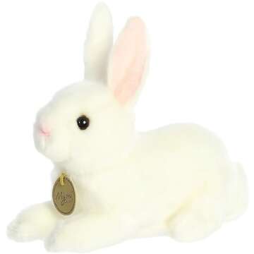 Aurora® Realistic Miyoni® American White Rabbit Stuffed Animal - Lifelike Detail, Cuddly Companion