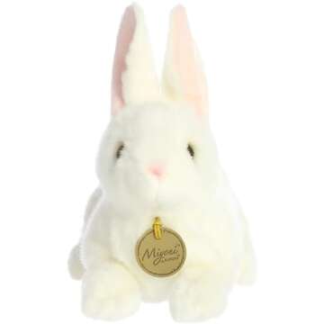 Aurora Miyoni White Rabbit Plush 8-Inch, High Quality