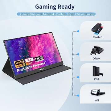 Tpsmtdis Portable Monitor for Laptop 15.6inch, Laptop Monitor Extender 1080P FHD USB C Plug&Play, HDMI HDR IPS Gaming Monitor, External Monitor for Laptop PC Mac Phone PS3/4/5 Xbox Sw-Itch