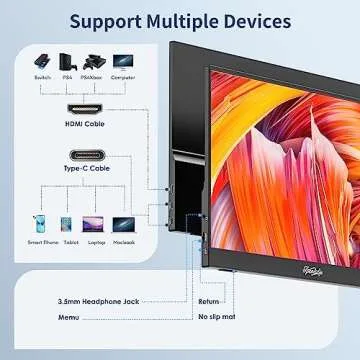 Tpsmtdis Portable Monitor for Laptop 15.6inch, Laptop Monitor Extender 1080P FHD USB C Plug&Play, HDMI HDR IPS Gaming Monitor, External Monitor for Laptop PC Mac Phone PS3/4/5 Xbox Sw-Itch